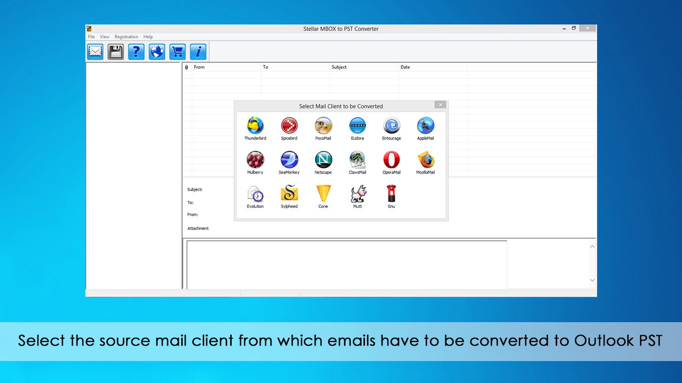 Select the mail client to be converted to Outlook PST
