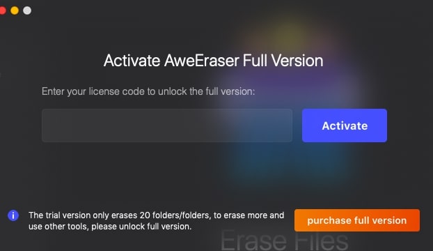Activate AweEraser full version