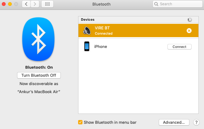 Bluetooth device connected
